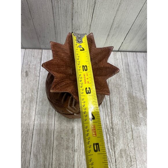 Vintage Pineapple Solid Teak Wood Made In Thailand Carved Tiki Boho Decor 8.5" - Picture 8 of 9